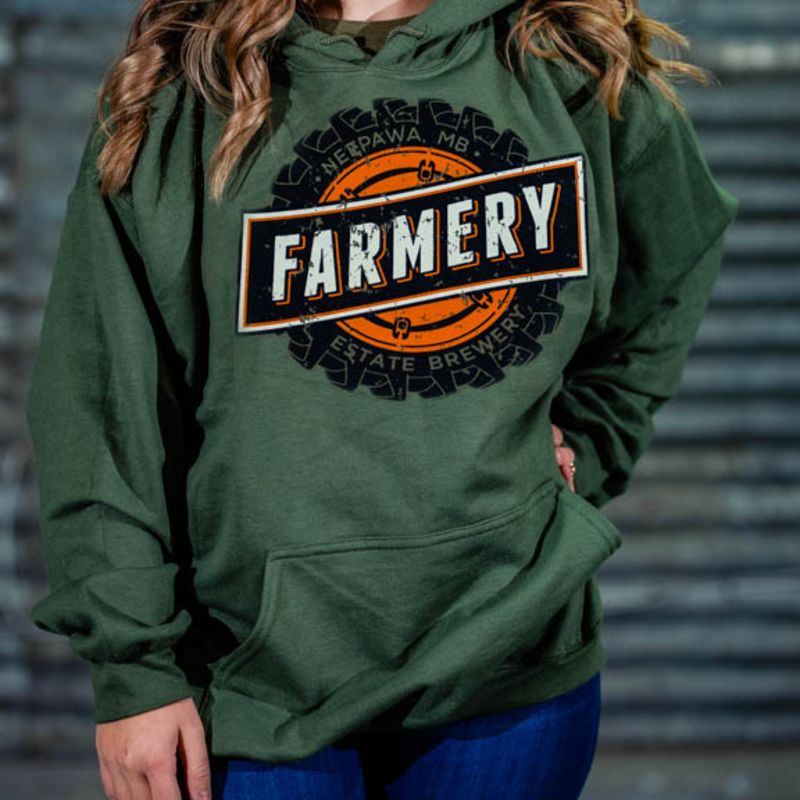Hoodie - Military Green w/ Tire - Gildan - Farmery Estate Brewing Company Inc.-Sweater